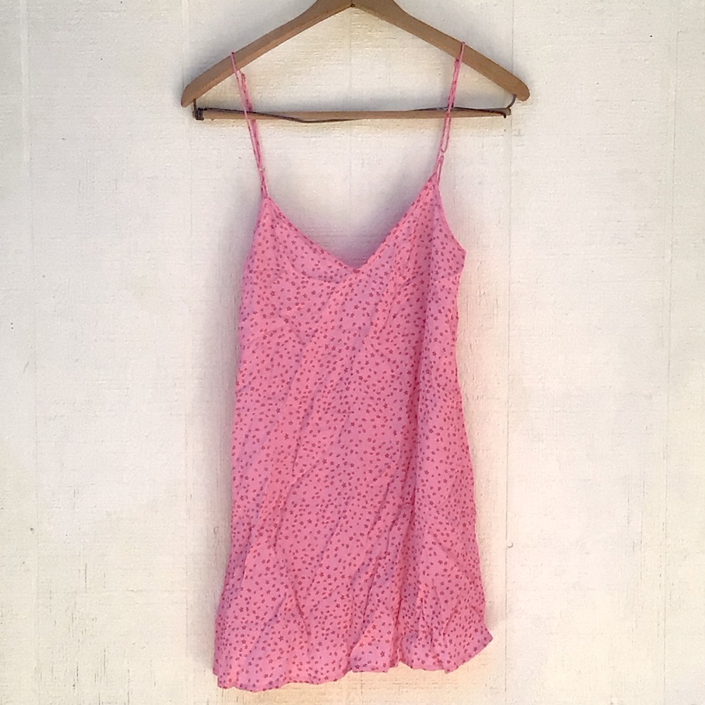 For Love and Lemons Twinkle Pink stars mini Slip Dress sleeveless